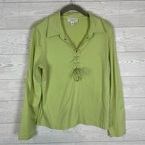 St. John Sport By Marie Gray Green Blouse Size Small
